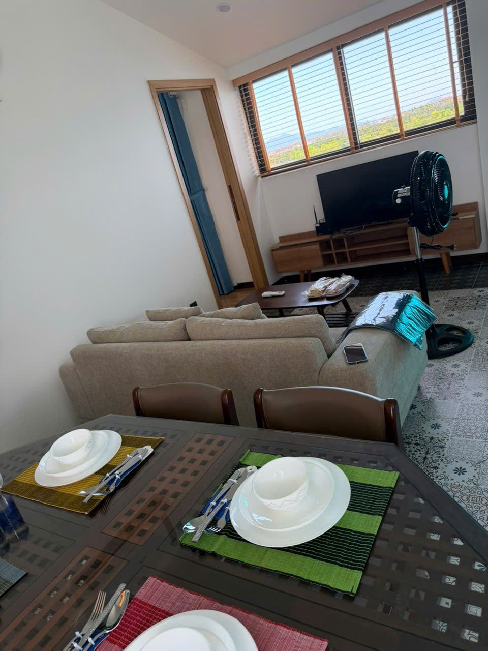 Two-bedroom, Building A: Living and dining area