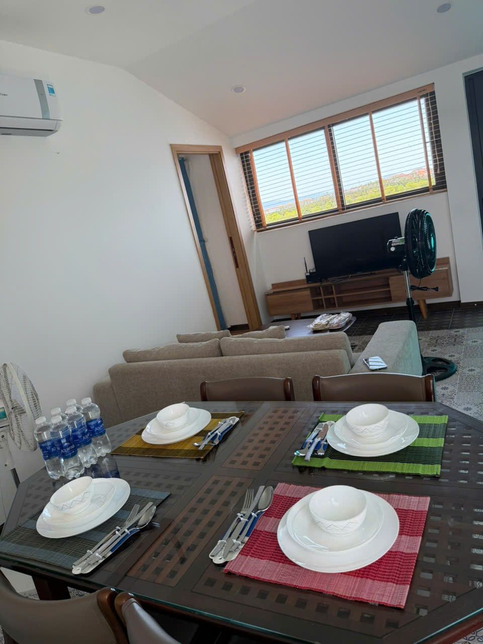 Top-floor two-bedroom, Building A: Living and dining area