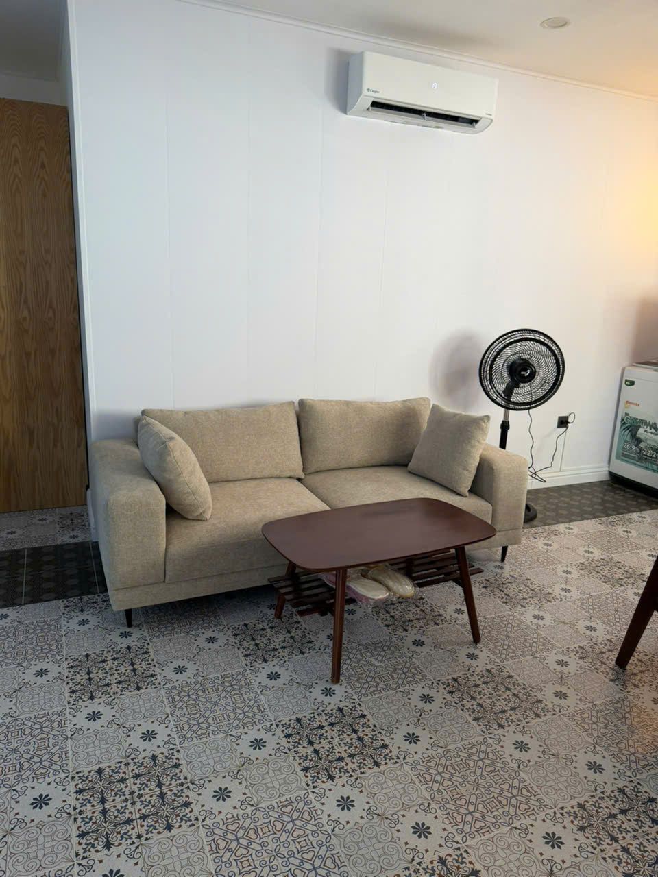 Top-floor two-bedroom, Building A: Living room