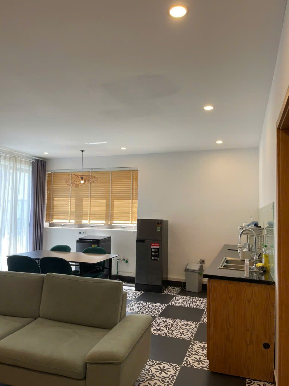 One-bedroom, Building B: Dining table and kitchen